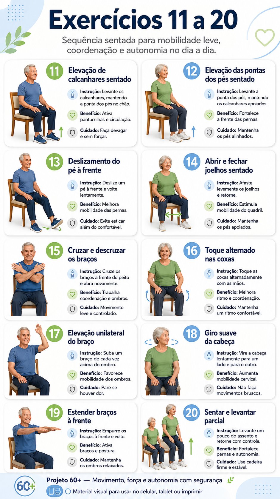Exercícios 11 a 20 — mobilidade leve