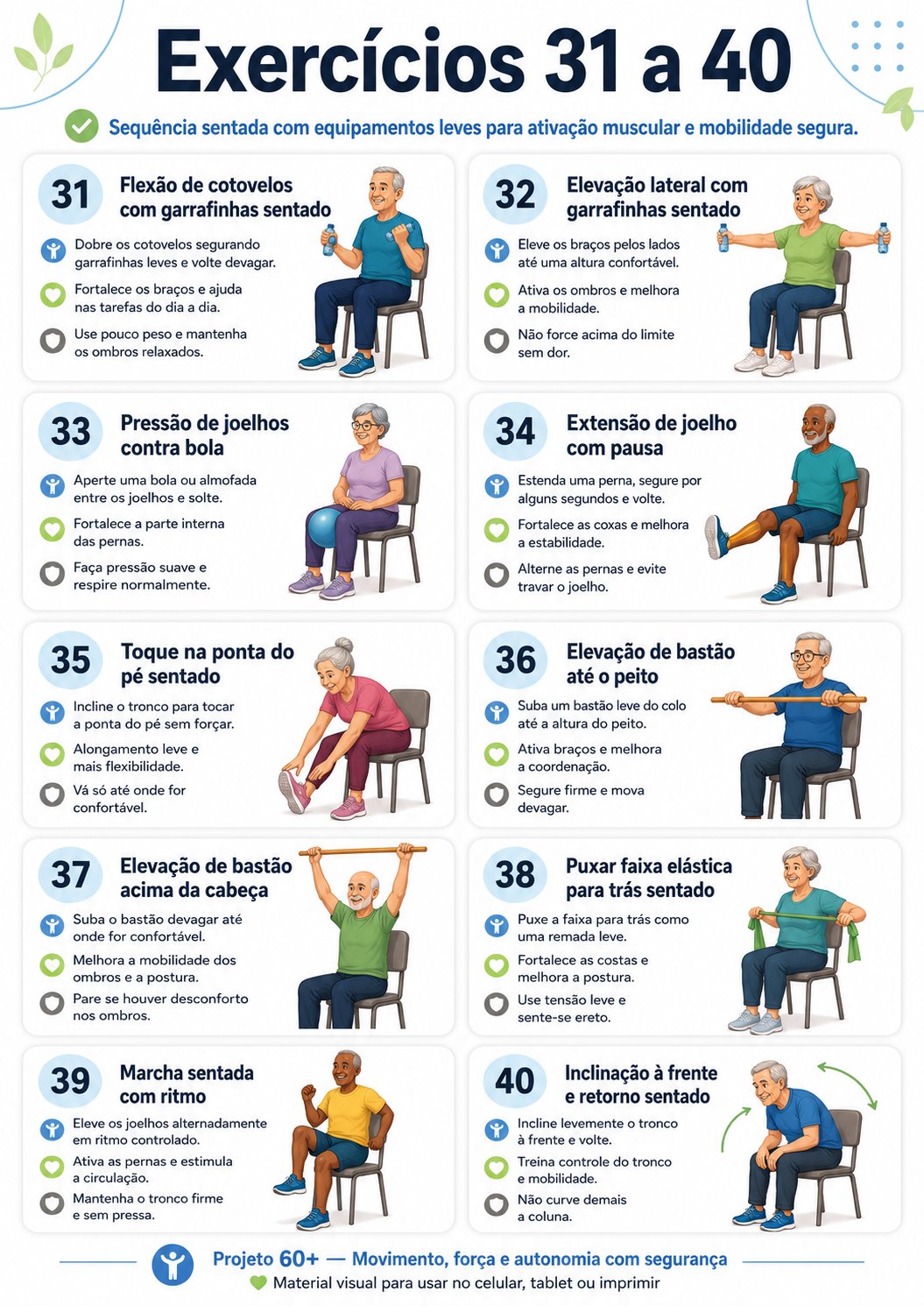 Exercícios 31 a 40 — com equipamentos leves